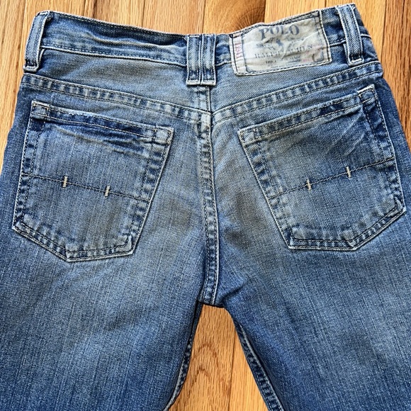 POLO Ralph Lauren designer-distressed blue jeans boys straight leg slim size 10 - Picture 10 of 16